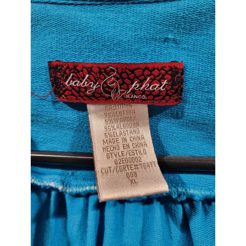 Vintage Baby Phat XL Flowery Blue Short Sleeves Hooded Jacket with POP Zipper - Picture 2 of 8